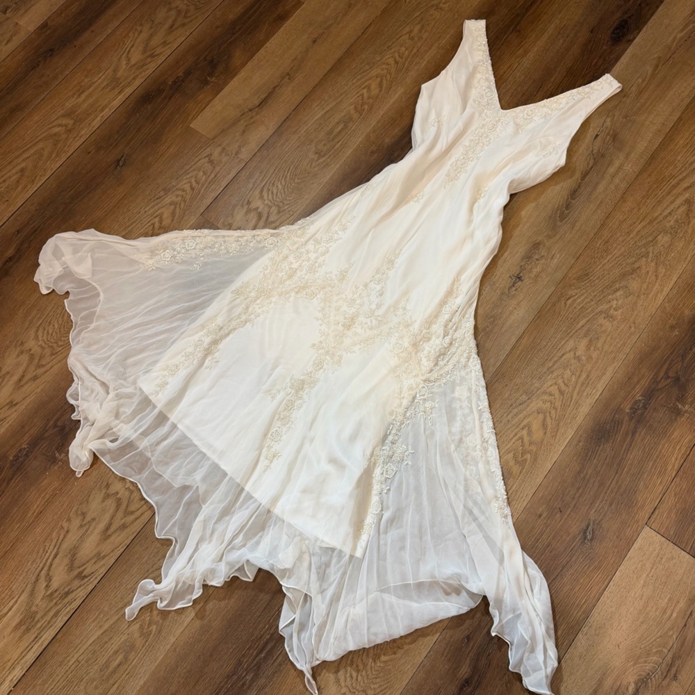 Vintage 100% Silk Beaded Dress Vintage Beaded Dress Vontage Wedding Dress Fairy